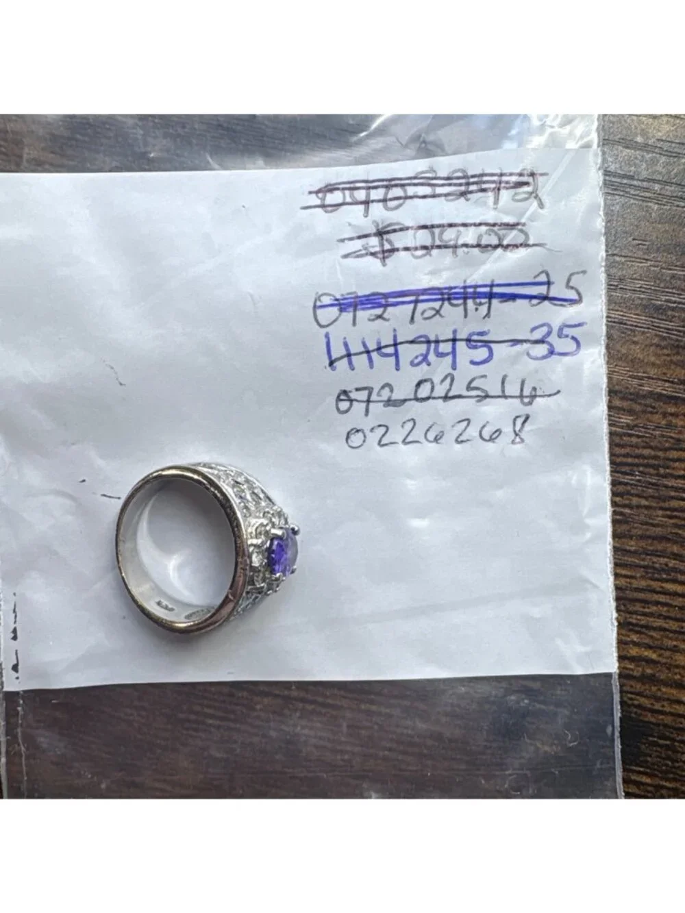 Amethyst Cubic Zirconia Tapered Band Sterling Silver 925 Ring Size 5.75